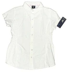 4 Identical Girl's US Polo Association Short Sleeve Button Down Shirts size 8